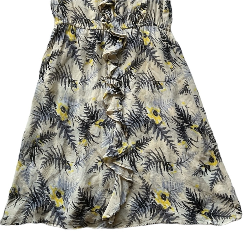 ANTHROPOLOGIE Lil Tassel Fronds 100% Silk, Lace & Ruffle Sheer Floral Dress Sz 4 - Picture 9 of 14